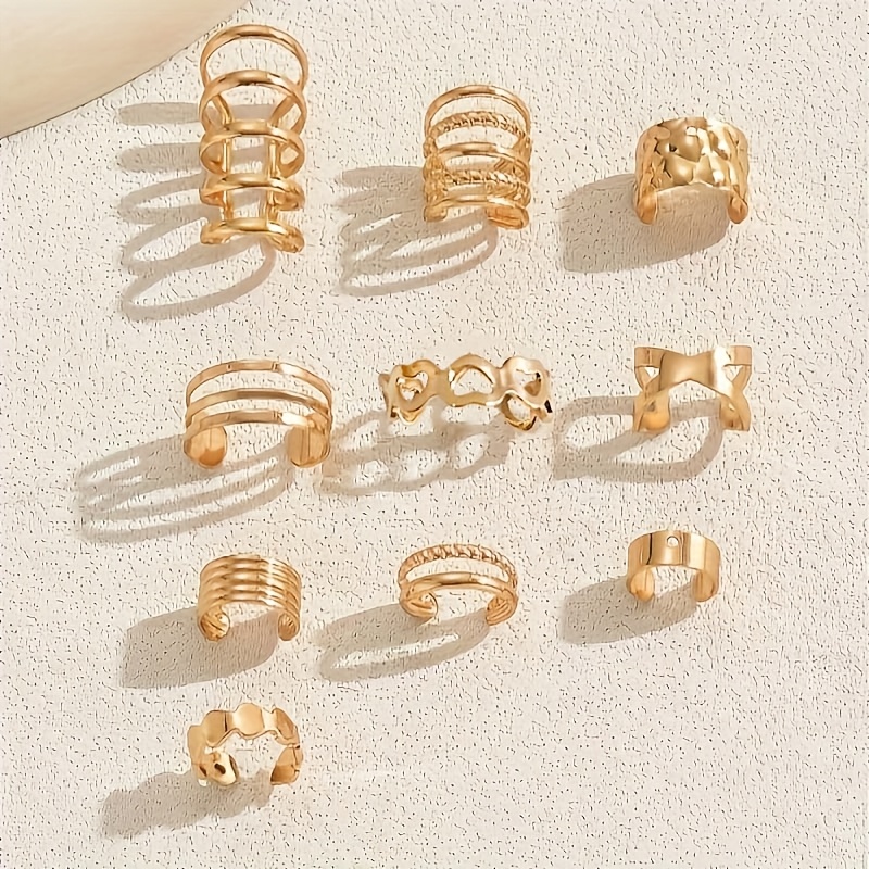 10pcs Gothic Punk Metal Ear Cuffs